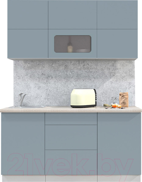 Изображение товара Кухонный гарнитур Интерлиния Мила Матте 1.6 А (океан/океан/травертин серый)