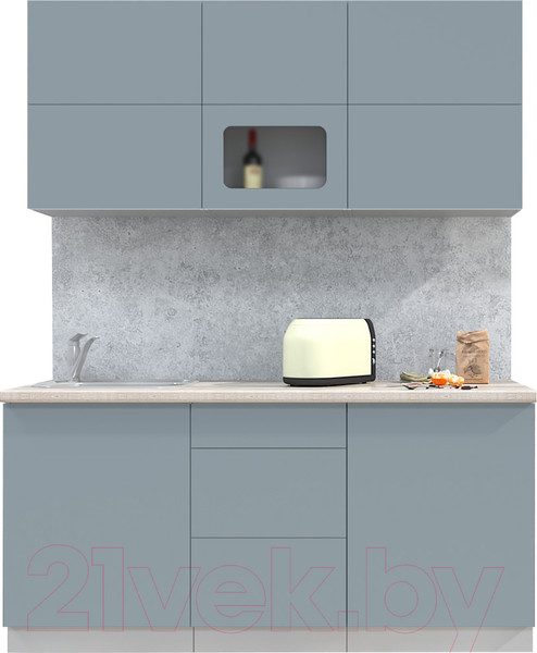 Изображение товара Кухонный гарнитур Интерлиния Мила Матте 1.7 А (океан/океан/травертин серый)
