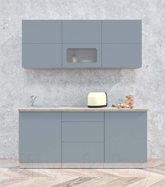 Изображение товара Кухонный гарнитур Интерлиния Мила Матте 1.8 А (океан/океан/травертин серый)