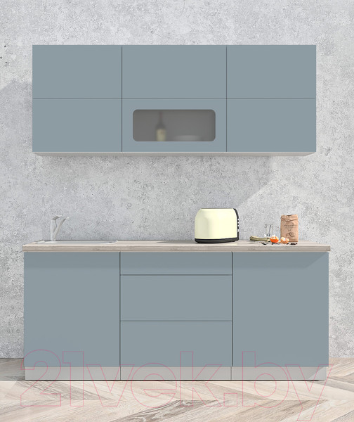 Изображение товара Кухонный гарнитур Интерлиния Мила Матте 1.9 А (океан/океан/травертин серый)