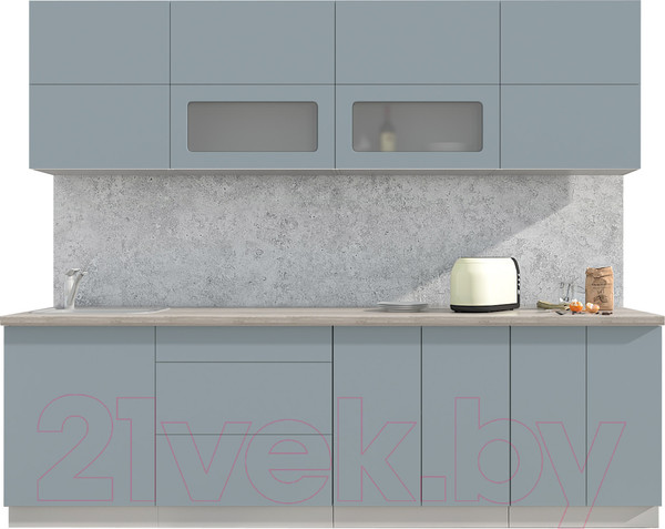Изображение товара Кухонный гарнитур Интерлиния Мила Матте 2.6 А (океан/океан/травертин серый)
