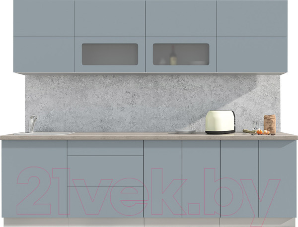 Изображение товара Кухонный гарнитур Интерлиния Мила Матте 2.7 А (океан/океан/травертин серый)