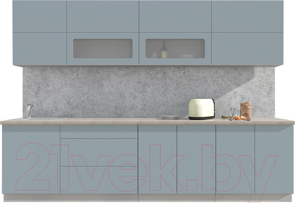 Изображение товара Кухонный гарнитур Интерлиния Мила Матте 3.0 А (океан/океан/травертин серый)