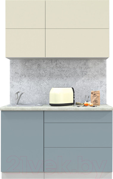 Изображение товара Кухонный гарнитур Интерлиния Мила Матте 1.3 А (слоновая кость/океан/опал светлый)