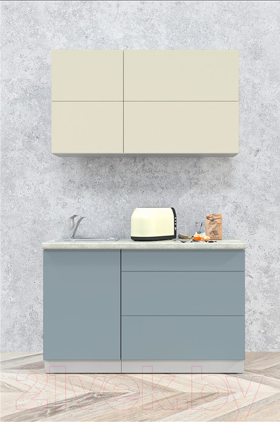 Изображение товара Кухонный гарнитур Интерлиния Мила Матте 1.3 А (слоновая кость/океан/опал светлый)