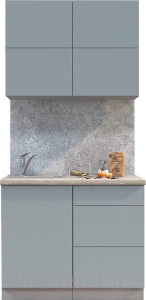 Изображение товара Кухонный гарнитур Интерлиния Мила Матте 1.0 А (океан/океан/травертин серый)