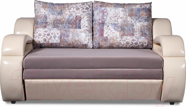 Изображение товара Диван Анмикс Каспер (велюр Velutto 08/кожзам бежевый/принт Verdy Mocca)