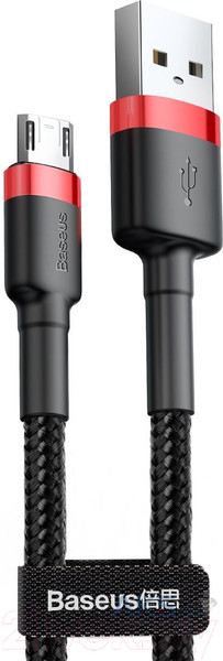 Изображение товара Кабель Baseus Cafule USB A - microUSB 2.4A / CAMKLF-B91 (1м, черный/красный)