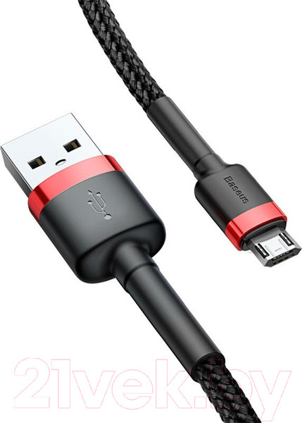 Изображение товара Кабель Baseus Cafule USB A - microUSB 2.4A / CAMKLF-B91 (1м, черный/красный)
