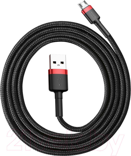 Изображение товара Кабель Baseus Cafule USB A - microUSB 2.4A / CAMKLF-B91 (1м, черный/красный)