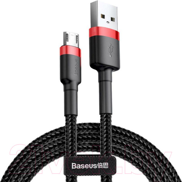 Изображение товара Кабель Baseus Cafule USB A - microUSB 2.4A / CAMKLF-B91 (1м, черный/красный)