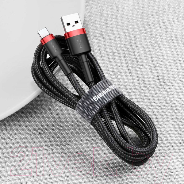 Изображение товара Кабель Baseus Cafule USB2.0 AM - Type-C 3А / CATKLF-B91 (1м, красный/черный)