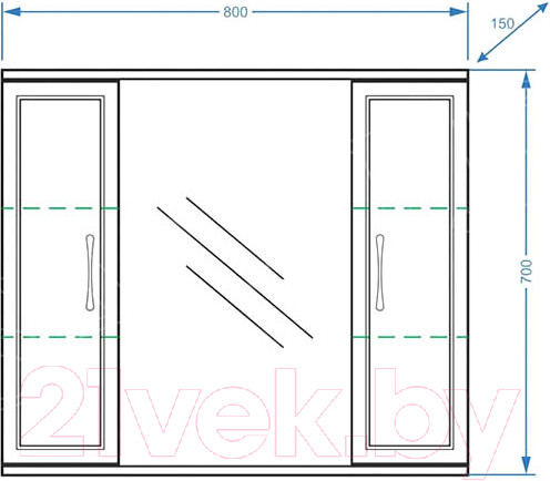 Изображение товара Шкаф с зеркалом для ванной Vako Венеция 80 / 10253