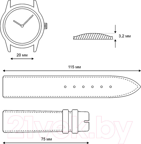 Изображение товара Ремешок для часов Ardi Kroko РК-20-05-01-1-1