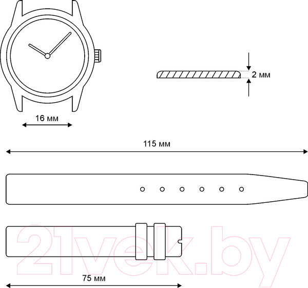 Изображение товара Ремешок для часов Ardi Classic РК-16-03-01-1-6