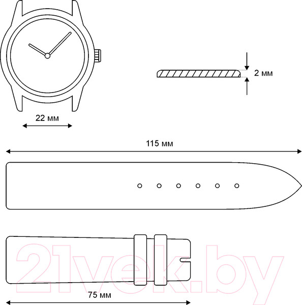 Изображение товара Ремешок для часов Ardi Classic РК-22-03-01-1-1