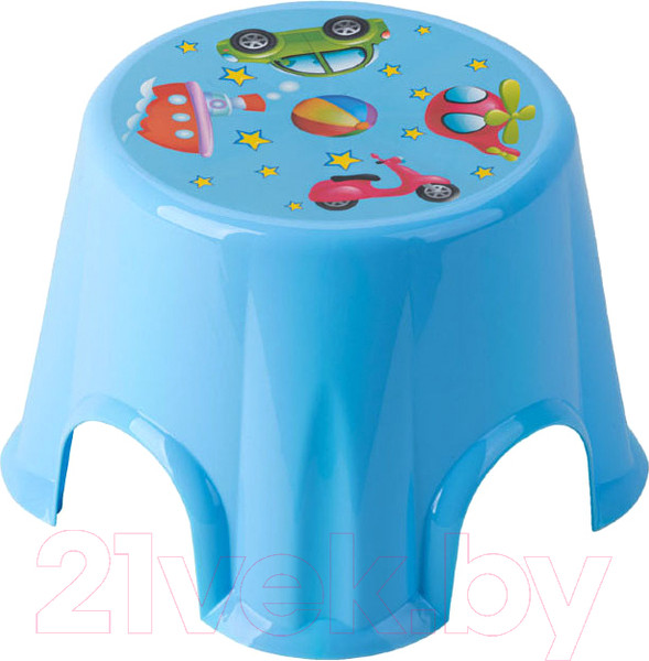 Изображение товара Табурет-подставка Эльфпласт Пенек с рисунком / EP163 (голубой)
