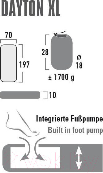 Изображение товара Туристический коврик High Peak Dayton XL / 41007 (черный)