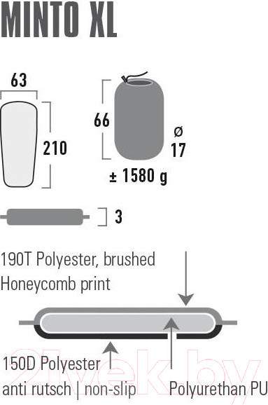 Изображение товара Туристический коврик High Peak Minto XL / 41117 (черный)