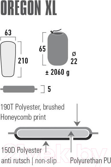 Изображение товара Туристический коврик High Peak Oregon XL / 41126 (Citronelle)