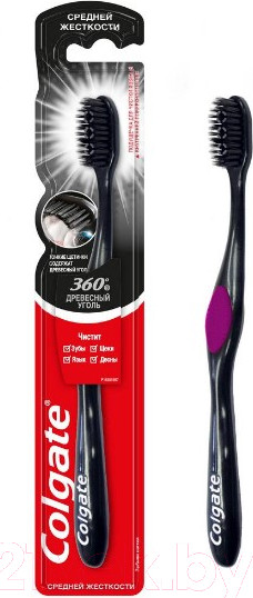 Изображение товара Зубная щетка Colgate 360 с древесным углем (зеленый)