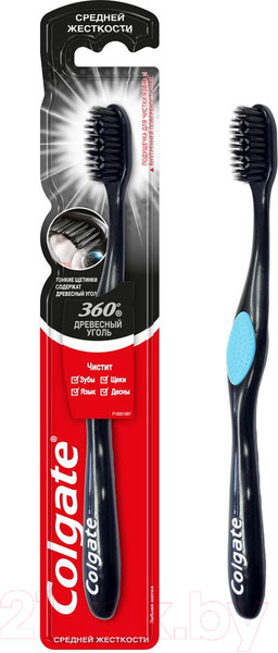 Изображение товара Зубная щетка Colgate 360 с древесным углем (зеленый)