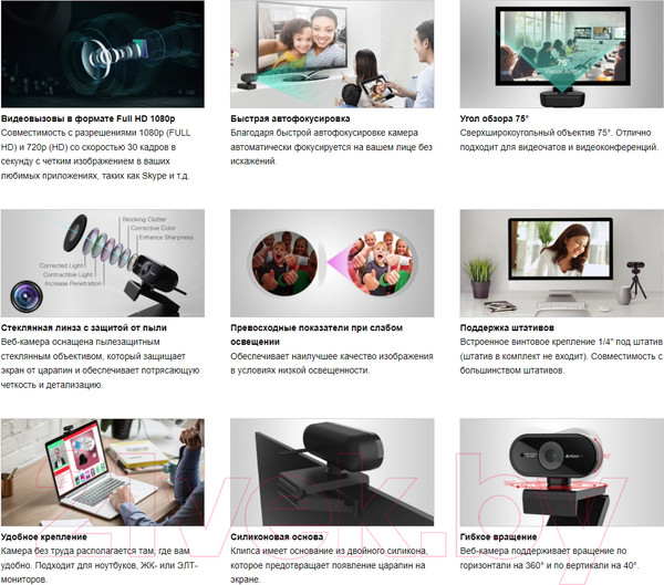 Изображение товара Веб-камера A4Tech PK-930HA (черный)