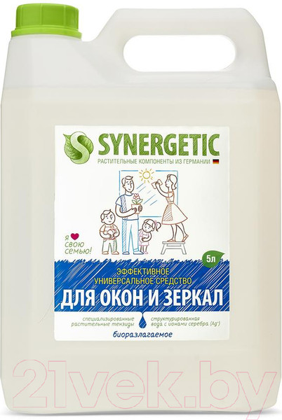 Изображение товара Средство для мытья стекол Synergetic Биоразлагаемое для окон, стекол и зеркал (5л)