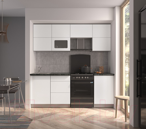 Изображение товара Кухонный гарнитур Интерлиния Мила Матте 2.1 Б (белый/белый/кастилло темный)