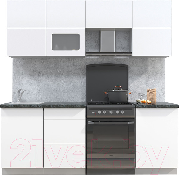 Изображение товара Кухонный гарнитур Интерлиния Мила Матте 2.1 Б (белый/белый/кастилло темный)