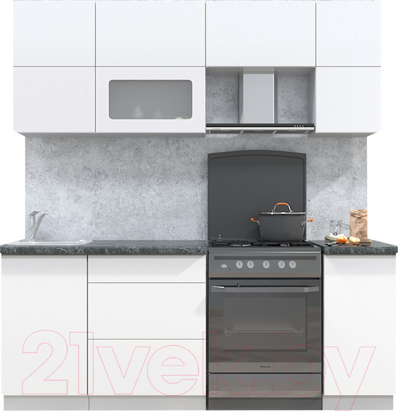 Изображение товара Кухонный гарнитур Интерлиния Мила Матте 2.2 Б (белый/белый/кастилло темный)