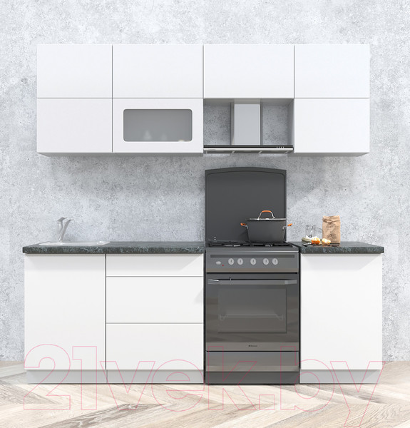 Изображение товара Кухонный гарнитур Интерлиния Мила Матте 2.2 Б (белый/белый/кастилло темный)
