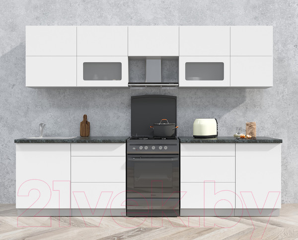 Изображение товара Кухонный гарнитур Интерлиния Мила Матте 2.9 Б (белый/белый/кастилло темный)