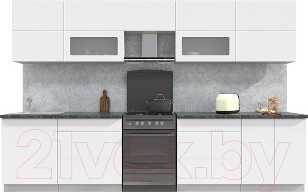 Изображение товара Кухонный гарнитур Интерлиния Мила Матте 3.3 Б (белый/белый/кастилло темный)