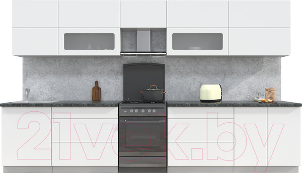 Изображение товара Кухонный гарнитур Интерлиния Мила Матте 3.6 Б (белый/белый/кастилло темный)