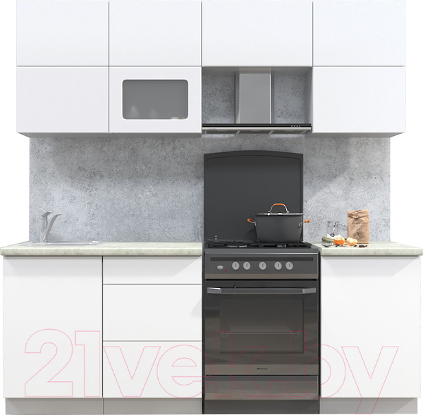 Изображение товара Кухонный гарнитур Интерлиния Мила Матте 2.1 Б (белый/белый/опал светлый)