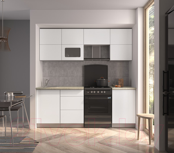 Изображение товара Кухонный гарнитур Интерлиния Мила Матте 2.1 Б (белый/белый/опал светлый)