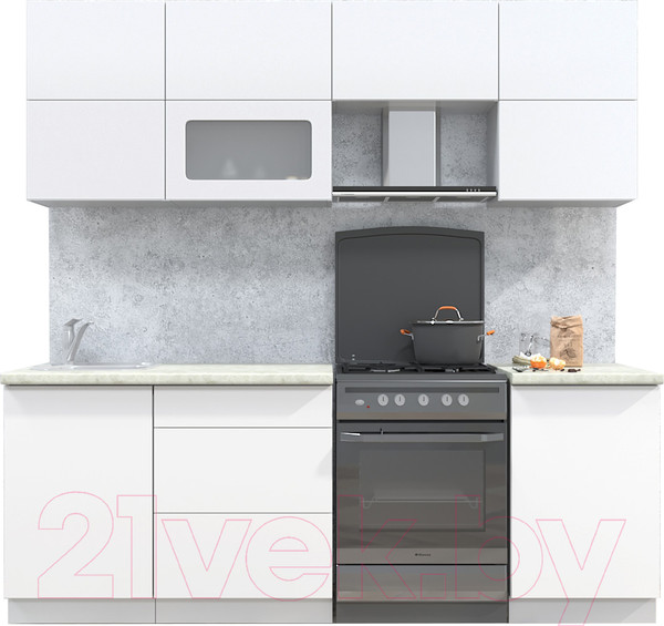 Изображение товара Кухонный гарнитур Интерлиния Мила Матте 2.2 Б (белый/белый/опал светлый)