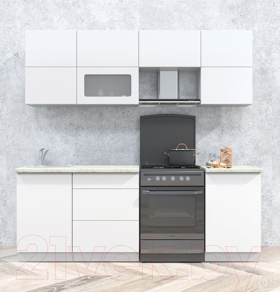 Изображение товара Кухонный гарнитур Интерлиния Мила Матте 2.2 Б (белый/белый/опал светлый)