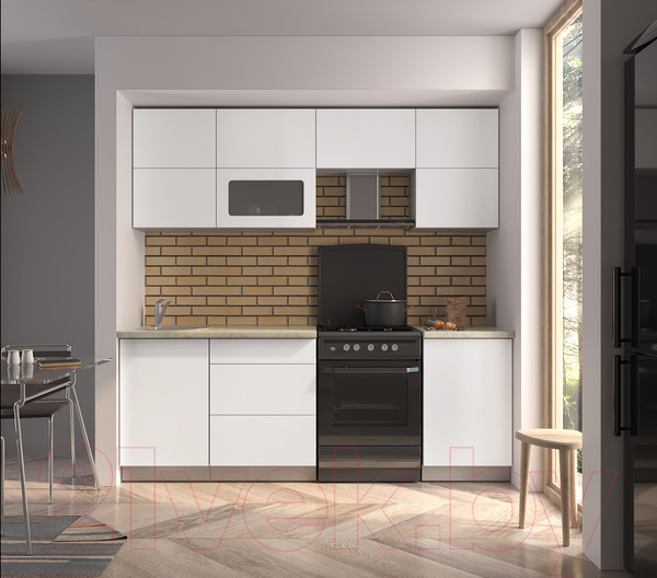 Изображение товара Кухонный гарнитур Интерлиния Мила Матте 2.2 Б (белый/белый/опал светлый)