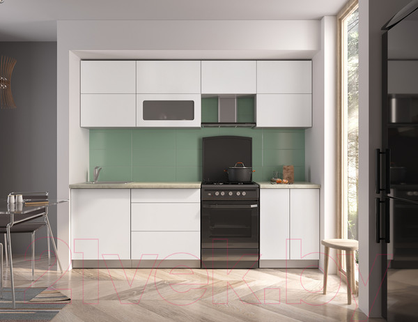 Изображение товара Кухонный гарнитур Интерлиния Мила Матте 2.5 Б (белый/белый/опал светлый)