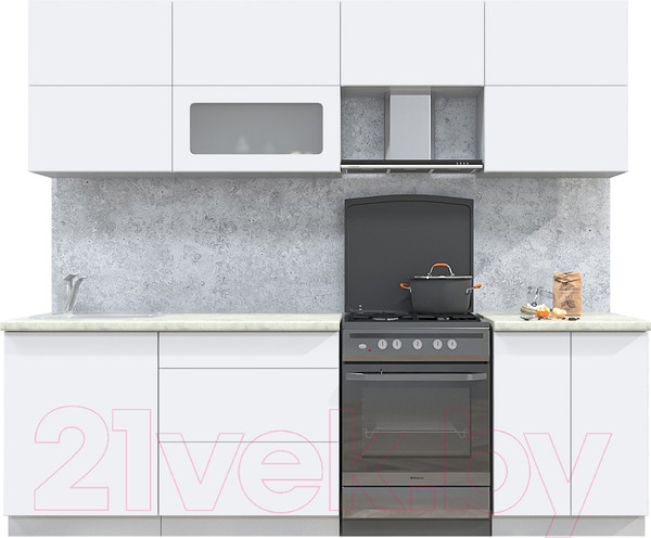 Изображение товара Кухонный гарнитур Интерлиния Мила Матте 2.5 Б (белый/белый/опал светлый)