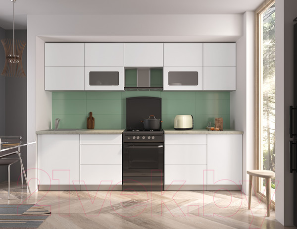 Изображение товара Кухонный гарнитур Интерлиния Мила Матте 2.9 Б (белый/белый/опал светлый)