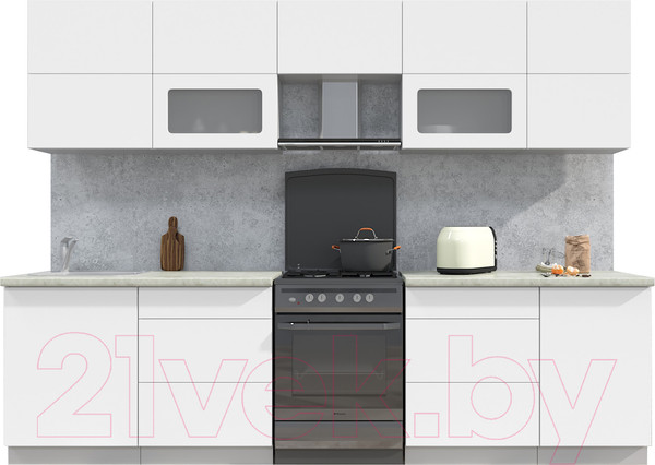 Изображение товара Кухонный гарнитур Интерлиния Мила Матте 2.9 Б (белый/белый/опал светлый)