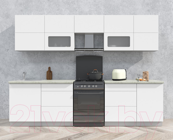 Изображение товара Кухонный гарнитур Интерлиния Мила Матте 2.9 Б (белый/белый/опал светлый)