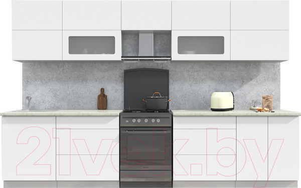 Изображение товара Кухонный гарнитур Интерлиния Мила Матте 3.3 Б (белый/белый/опал светлый)