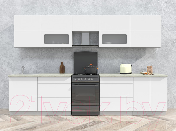 Изображение товара Кухонный гарнитур Интерлиния Мила Матте 3.3 Б (белый/белый/опал светлый)