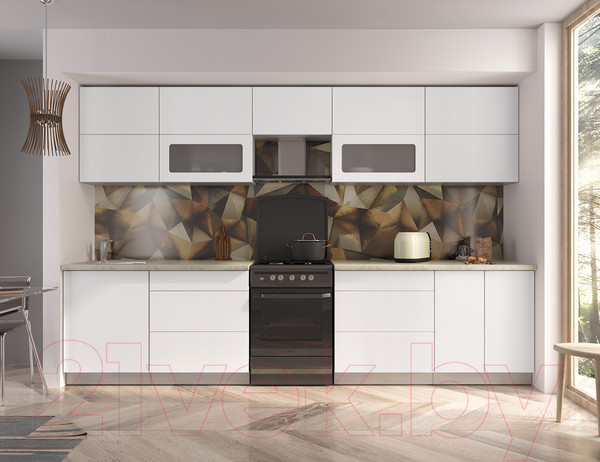 Изображение товара Кухонный гарнитур Интерлиния Мила Матте 3.3 Б (белый/белый/опал светлый)