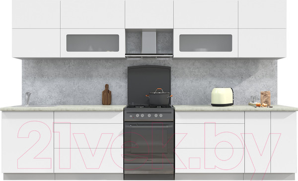 Изображение товара Кухонный гарнитур Интерлиния Мила Матте 3.4 Б (белый/белый/опал светлый)