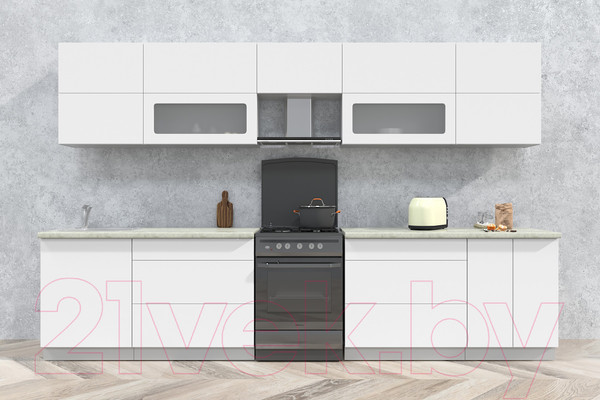 Изображение товара Кухонный гарнитур Интерлиния Мила Матте 3.4 Б (белый/белый/опал светлый)